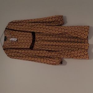 Suzanne Betro medium sized dress, burnt orange and yellow, long sleeve